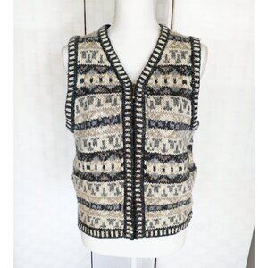 St John’s Bay Vintage Sweater Vest Sz Petite Medium Fair Isle Nordic 90s Preppy